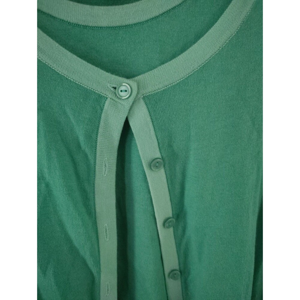Talbots Charming Cardigan Set Sz 1X Green Classic Layered Casual Workwear Preppy - Picture 4 of 7